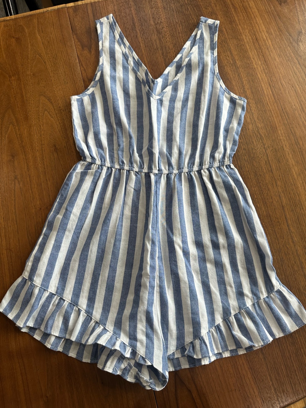 Blue and White Cotton Blend Striped Romper Amazon Size Small